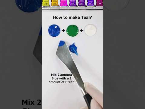 How to make Teal Color (Blue+Green+white)🎨 #colormixing #satisfying #asmr