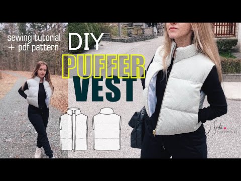 DIY Crop Puffer Vest / How to sew crop padded puffer vest / Sewing Tutorial and PDF Patterns