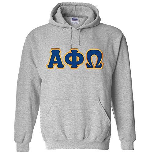 Alpha Phi Omega Lettered Hooded Sweatshirt Large Sports Grey