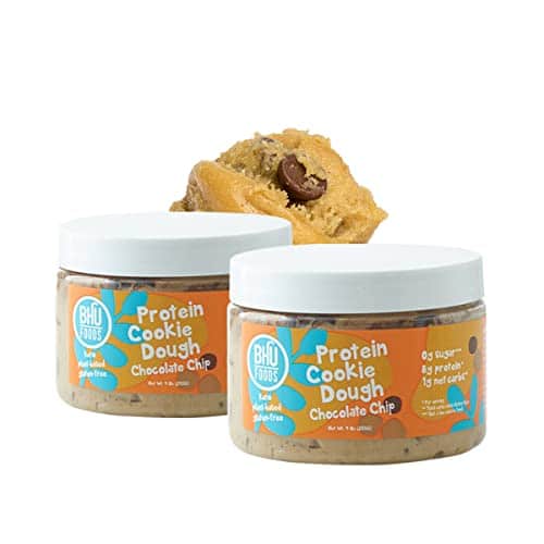 Bhu Foods Keto Protein Cookie Dough Snack Jar  Chocolate Chip, G Protein, G Net Carbs, Less Than G Sugar  Organic &Amp; Vegan, Gluten Free Dairy Free  Packs  Keto Snacks  Healthy Snacks For School