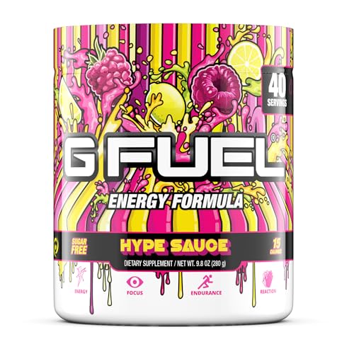 G Fuel Hype Sauce Energy Powder, Sugar Free, Clean Caffeine Focus Supplement, Water Mix, Raspberry Lemonade Flavor, Focus Amino, Vitamin + Antioxidants Blend, Oz (Servings)