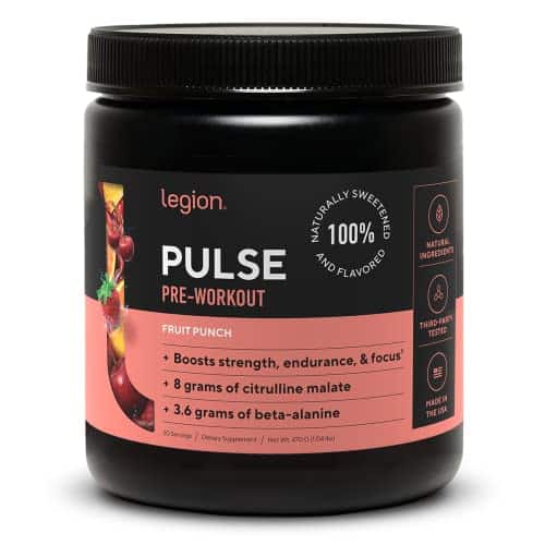 Legion Pulse Pre Workout Supplement   All Natural Nitric Oxide Preworkout Drink To Boost Energy, Creatine Free, Naturally Sweetened, Beta Alanine, Citrulline, Alpha Gpc (Fruit Punch)