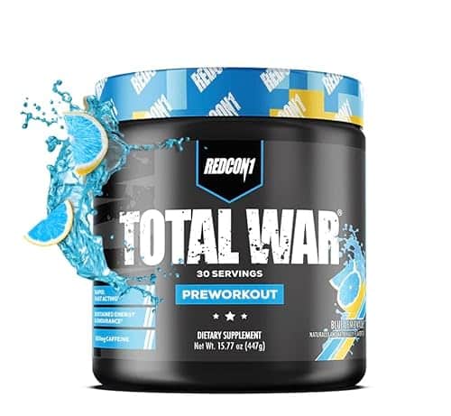 Redcontotal War Pre Workout Powder, Blue Lemonade   Beta Alanine + Citrulline Malate Keto Friendly Preworkout For Men &Amp; Women With Mg Of Caffeine   Fast Acting (Servings)