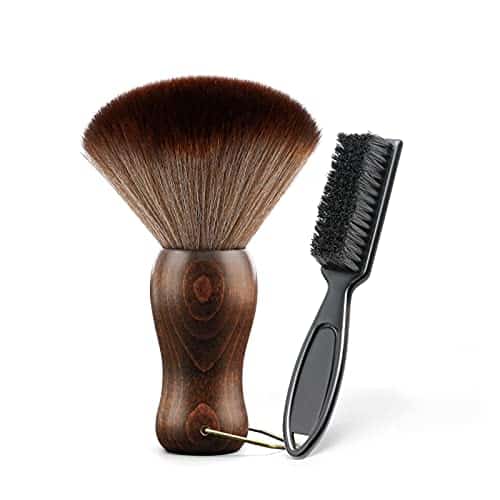 Cgbarber Barber Neck Duster Brush Wood Handle With Hook For Hair Cuttingâ¦ (Neck Brush+Black Brush)For All Hair Type.