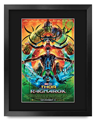 Hwc Trading Framed X Print   Thor Ragnarok Chris Hemsworth And Cast Gifts Mounted Printed Poster Signed Autograph Picture For Movie Memorabilia Fans