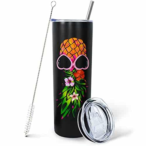 Mofvugz Upside Down Pineapple Tumbler Pineapple Gifts For Women,Hawaiian Gifts For Women Pineapple Decor,Pineapple Stuff,Pineapple Ornament Oz Travel Tumbler Pineapple