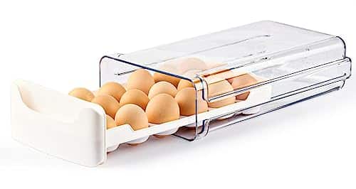 Moretoes Egg Holder For Refrigerator, Fresh Egg Storage Container Organizer Bin Layer Xclear Stackable Plastic Egg Tray With Handles For Fridge Kitchen Home