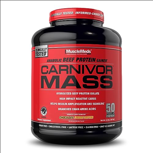 Musclemeds Carnivor Mass Anabolic Beef Protein Gainer, Chocolate Peanut Butter, Pounds (Packaging May Vary)