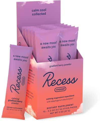 Recess Mood Powder, Calming Magnesium L Threonate Blend With Passion Flower, L Theanine, Electrolytes, Magnesium Calm Support Supplement