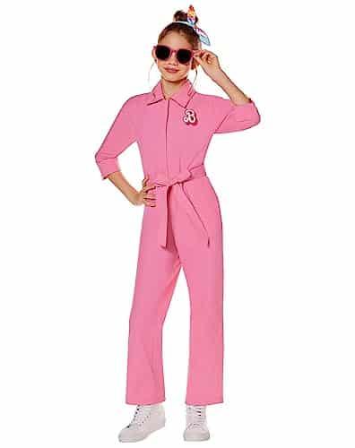 Spirit Halloween Barbie The Movie Kids Pink Power Jumpsuit  Officially Licensed  Barbie The Movie Kids Costumes   M