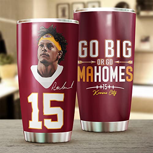 Teerabbit Patrick Mahomes Ii Tumbler   Go Big Or Go Mahomes   Coffee Tea Mug Insulated Tumbler With Lid   Birthday, Christmas, Thanksgiving Day Gifts For Football Fans   Oz Stainless Steel Mug