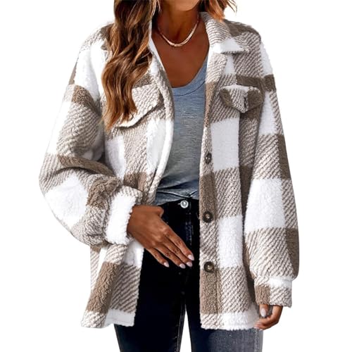 Black Of Friday Deals Cyber Of Monday Deals Abrigosâ Deâ Mujerâ Inviernoâ Enâ Oferta Womens Plaid Shacket Fall Jacket Fleece Lined Button Down Peacoats My Orders Lightning Deals Of Today