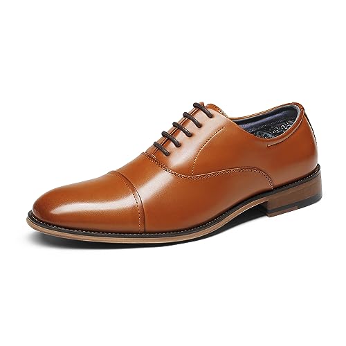 Bruno Marc Mens Lace Up Soft Cap Toe Formal Dress Shoes, Brown   (Oxford)