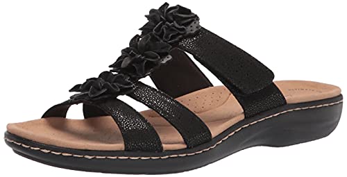 Clarks Women'S Laurieann Judi Flat Sandal, Black Syntheticleather Combination,