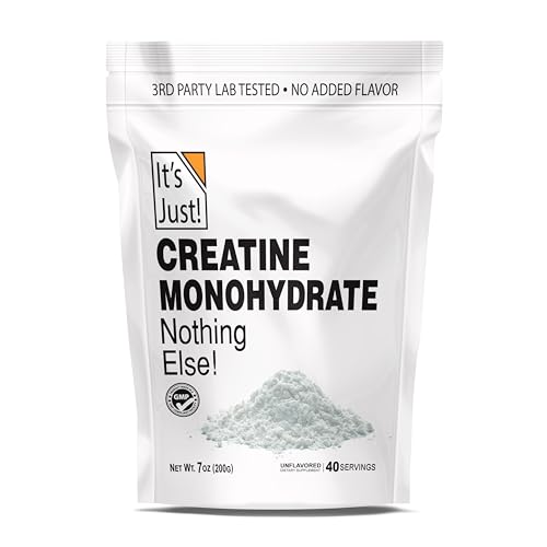 It'S Just!   Creatine Monohydrate Powder, Pure Creatine Powder, Made In Usa, Rd Party Lab Tested, G Per Serving, Scoop Included, No Fillers, No Added Flavor (Unflavored, G  Servings)