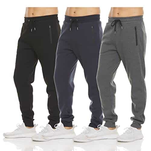 Pure Champ Mens Pack Fleece Active Athletic Workout Jogger Sweatpants For Men With Zipper Pocket And Drawstring Size S Xl (X Large, Set )