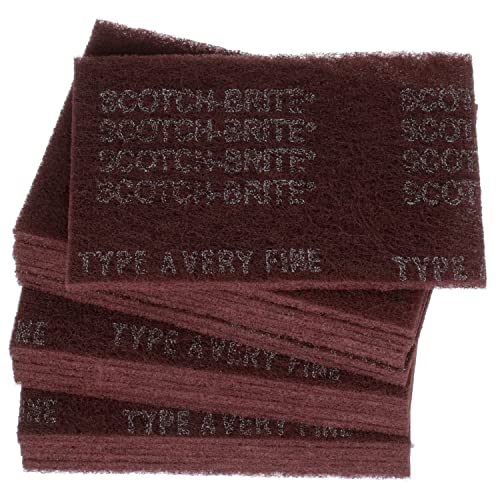 Scotch Brite General Purpose Hand Pad, Very Fine Grade, In X In, Pack Of , Aluminum Oxide, Surface Preparation, Scuffing, Blending, Cleaning, Maroon