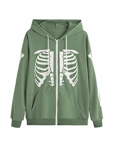 Shein Men'S Graphic Long Sleeve Hoodies Zip Up Drawstring Hooded Sweatshirt Jacket Green M