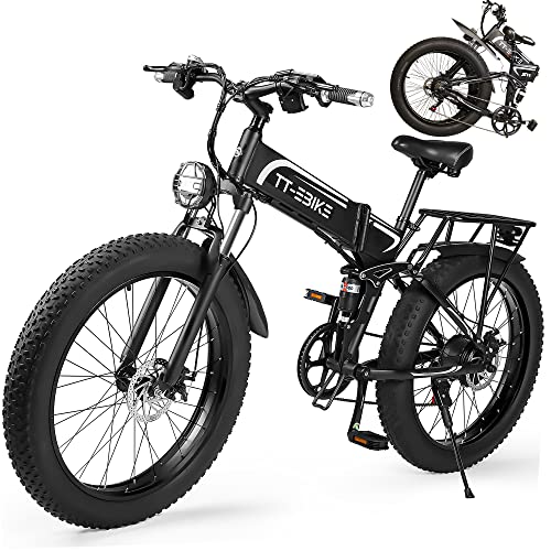 Tt Ebike Folding Electric Bike Adults  Motor With Vah Removable Battery Inch Fat Tire Ph Full Suspension System Snow Mountain Beach Ebike With Shimano Speed Gear