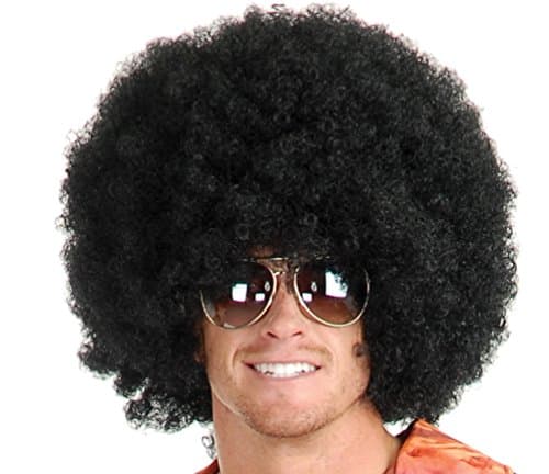 United States Of Oh My Gosh Afro Wig, Bob Ross Style Lace Front Glueless Wigs Human Hair, Heat Resistant Synthetic Men Wig, Unisex, Men, Women, Anime Cosplay, Halloween Wigs For Party   Black