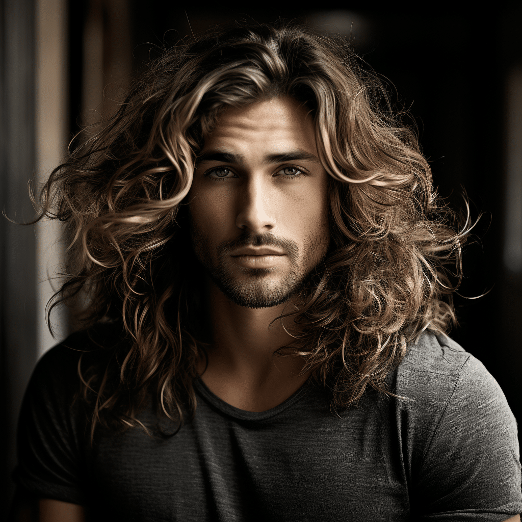 long wavy hair men