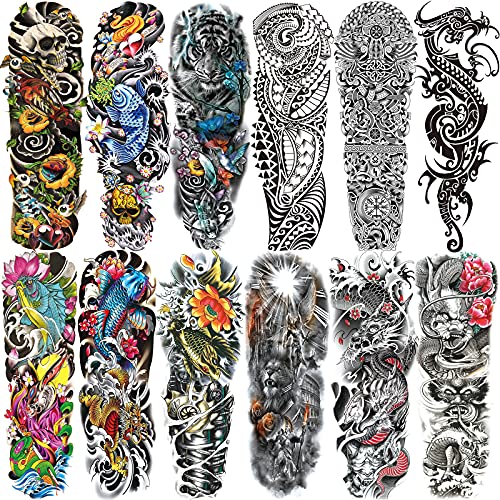 Aresvns Temporary Tattoo For Men And Women (Lx), Christmas Full Arm Fake Tattoos,Waterproof Realistic Sleeve Tattoos Long Lasting