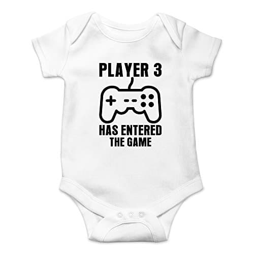 Crazy Bros Tees Player Has Entered The Game   Gamer Baby Funny Cute Novelty Infant One Piece Baby Bodysuit (Newborn, White)