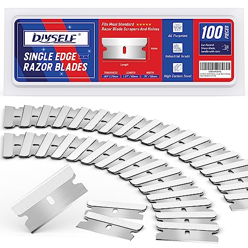 Diyself Single Edge Razor Blades, Blades, Razor Blades Refiils For Razor Scraper, Utility Knife, Heavy Duty One Edge Razor Blades, High Carbon Steel Razor Blades For Removing