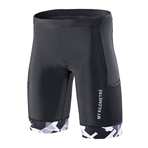 My Kilometre Triathlon Shorts Mens  Easy Reach Leg Pockets  Chamois For Long Distance Tri Race Cycling Shorts Black White