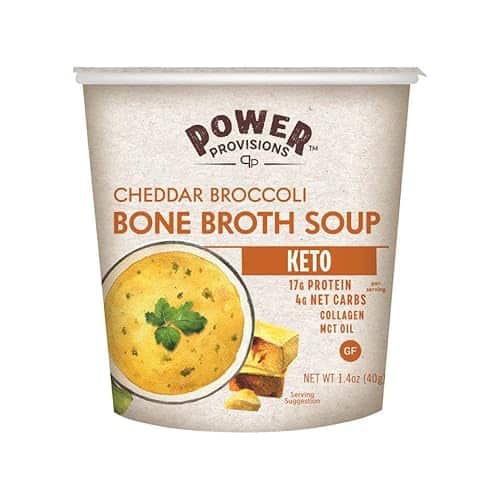 Power Provisions Cheddar Broccoli Bone Broth Soup Cups   Keto Instant Soup Cup   Collagen Infused With G Of Protein   Gluten Free Soup   Oz.   Pack Of