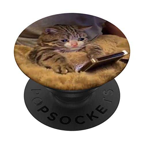 Sad Crying Kitten Cat   Funny Sadness Meme Design Popsockets Popgrip Swappable Grip For Phones &Amp; Tablets