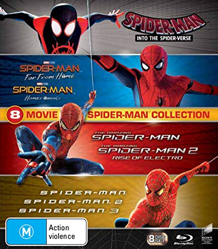 Spider Man   Ovie Pack Collection Box Set Blu Ray Into The Spider Verse Far From Home Homecoming Amazing Spider Man &Amp; Spider Man &Amp;