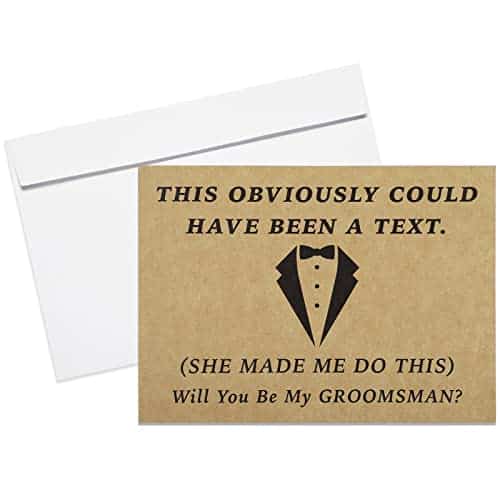 Teling Pieces Groomsmen Proposal Cards Pieces Will You Be My Groomsman Funny Cards And Piece Will You Be My Best Man Card With Envelopes For Wedding Supplies, X Inch (Khaki Background)