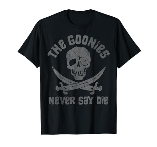 The Goonies Never Say Die Skull &Amp; Swords Distressed Logo T Shirt