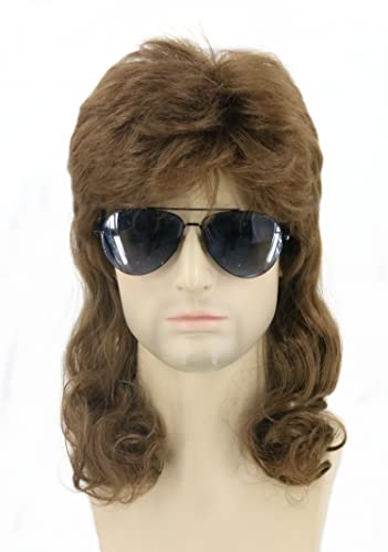 Topcosplay Men Wigs Brown S Mullet Wig Curly Wavy Long Halloween Costumes Cosplay Wig