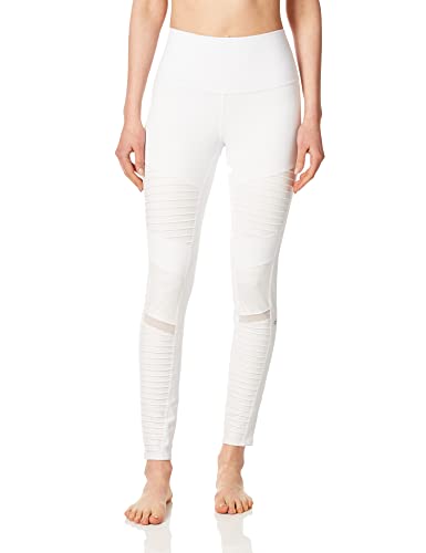 Alo Yoga Women'S High Waist Moto Legging, Whitewhite Glossy, Medium