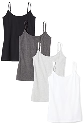 Amazon Essentials Women'S Slim Fit Camisole, Pack Of , Blackcharcoal Heatherlight Grey Heatherwhite, Medium