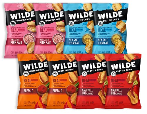 Chicken Chips Variety Pack By Wilde Chips, Pink Salt, Sea Salt And Vinegar, Nashville Hot, Buffalo, Oz Bag (Pack)