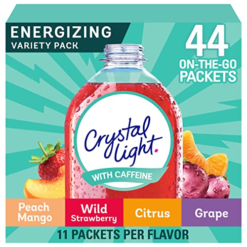 Crystal Light Energy Citrus, Grape, Peach Mango, & Wildy Strawberry Powdered Drink Mix Singles Variety Pack (Ct. On The Go Individual Packets)