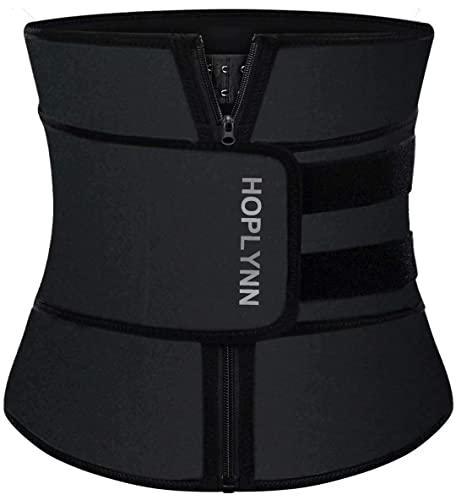 Hoplynn Neoprene Sweat Waist Trainer Corset Trimmer Shaper Belt For Women, Workout Plus Size Waist Cincher Stomach Wraps Bands Black Medium