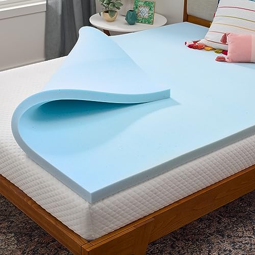 Linenspa Inch Gel Infused Memory Foam Mattress Topper  Cooling Mattress Pad  Ventilated And Breathable  Certipur Certified   Queen