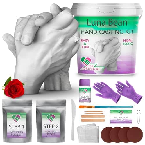 Luna Bean Hand Casting Kit   Unique Couples Gifts For Christmas, Anniversaries, Bridal Showers, Weddings, Engagements, Grandma   Mold Kit For Her, Him