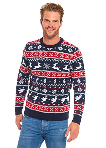 Mens Ugly Christmas Sweater Unisex Women`s Funny Novelty Fairisle Pullover For Party Feeling The Fair Isle Red Large