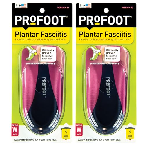 Profoot Orthotic Insoles For Plantar Fasciitis & Heel Pain, Women'S , Pair, Gel Heel Shock Absorbing Insoles To Help Reduce Pain & Stress, Foot Care Arch Support Inserts For S