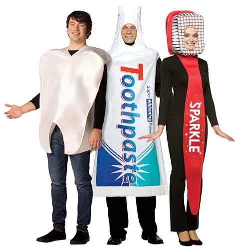 Rasta Imposta Halloween Group Costumes, Tooth, Toothbrush And Toothpaste Trio, Mens Womens, Adult One Size