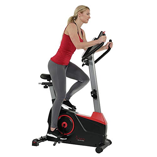 Sunny Health & Fitness Evo Fit Stationary Upright Bike With Level Electro Magnetic Resistance   Sf Bblackred