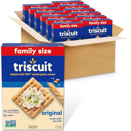 Triscuit Original Whole Grain Wheat Crackers, Vegan Crackers, Family Size,   Oz Boxes