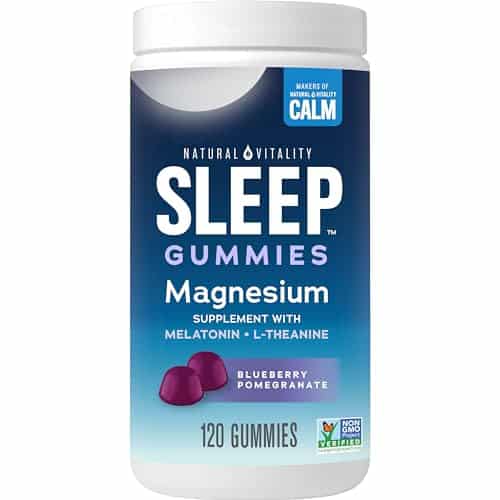 Natural Vitality Sleep Gummies, Magnesium Supplement With Melatonin And L Theanine, Vegan, Gluten Free, Helps The Body Ease Into Sleep, Blueberry Pomegranate Count