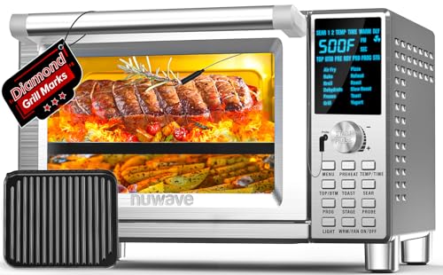 Nuwave Bravo Xl Air Fryer Toaster Smart Oven, In Countertop Grillgriddle Combo, Qt Capacity, F F Adjustable In Precise F Increments. Integrated Thermometer, Linear T Technolog