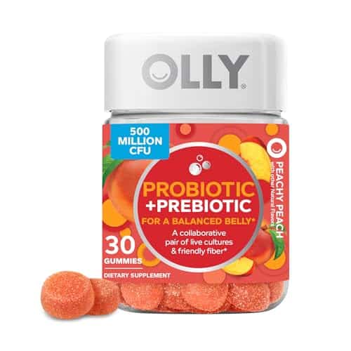 Olly Probiotic + Prebiotic Gummy, Digestive Support And Gut Health, Illion Cfus, Fiber, Adult Chewable Supplement For Men And Women, Peach, Day Supply   Count